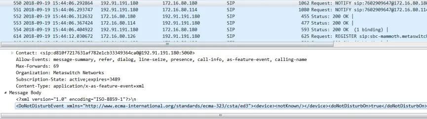 Server enables or disables DND