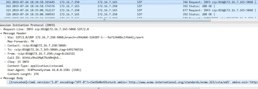 When DND is enabled on the server side, uaCSTA Info can notify the phone
