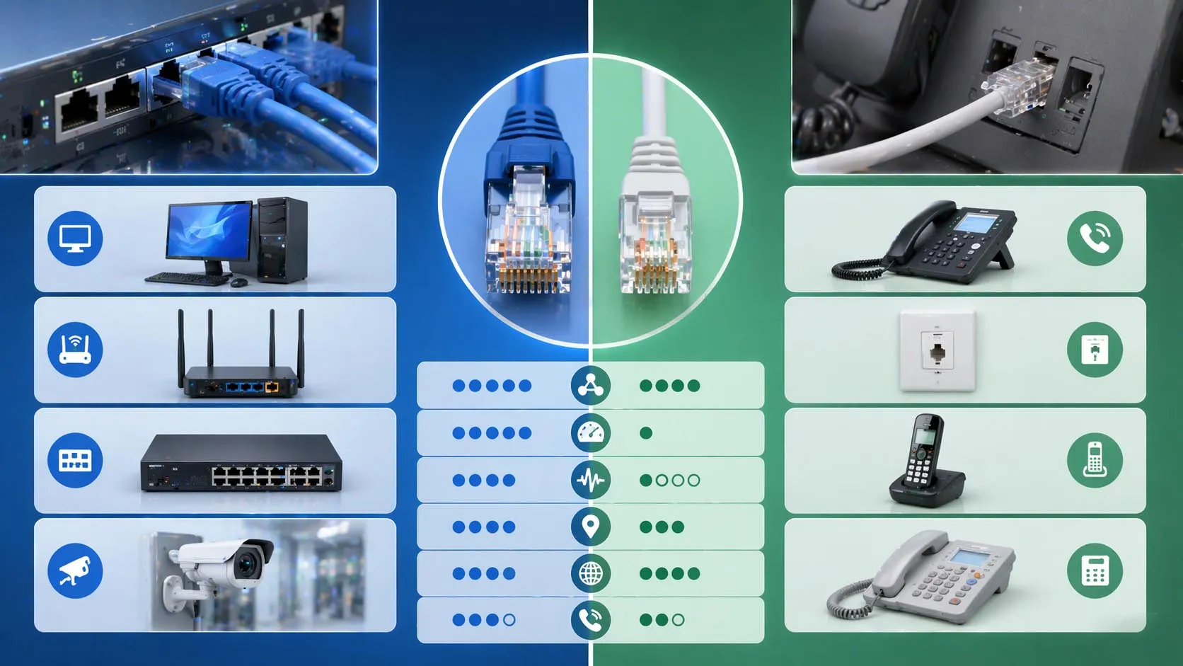 The differences between RJ45 and RJ11 The differences between RJ45 and RJ11