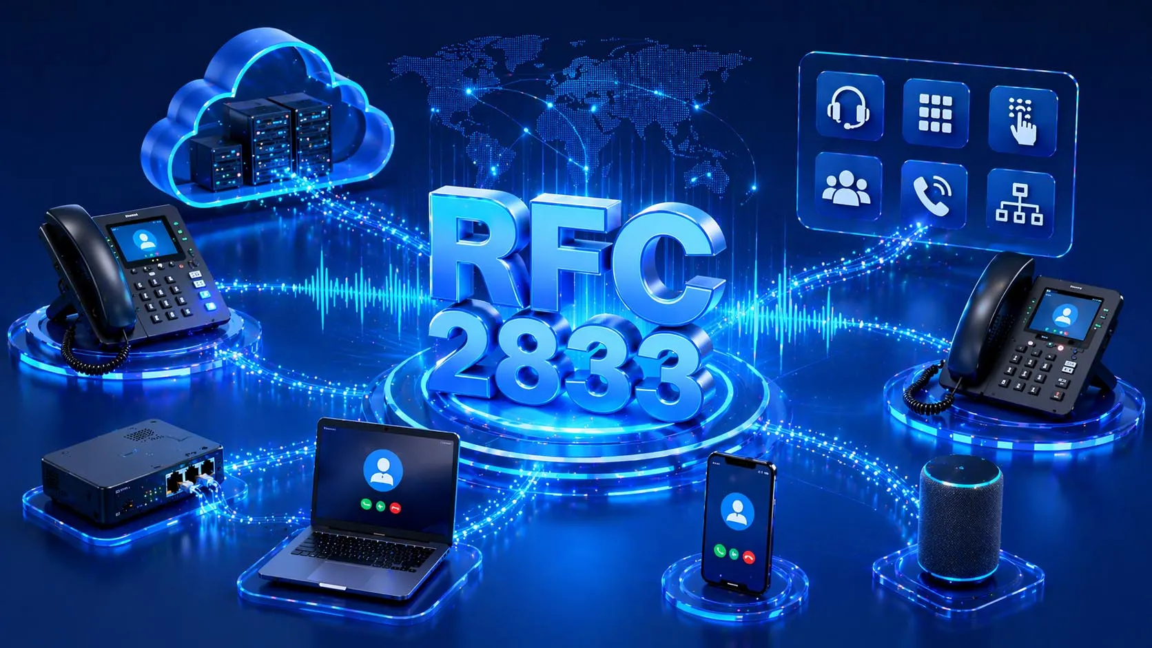 RFC 2833 DTMF is widely used in VoIP systems to send keypad events more reliably than ordinary in-audio tones. RFC 2833 DTMF is widely used in VoIP systems to send keypad events more reliably than ordinary in-audio tones.