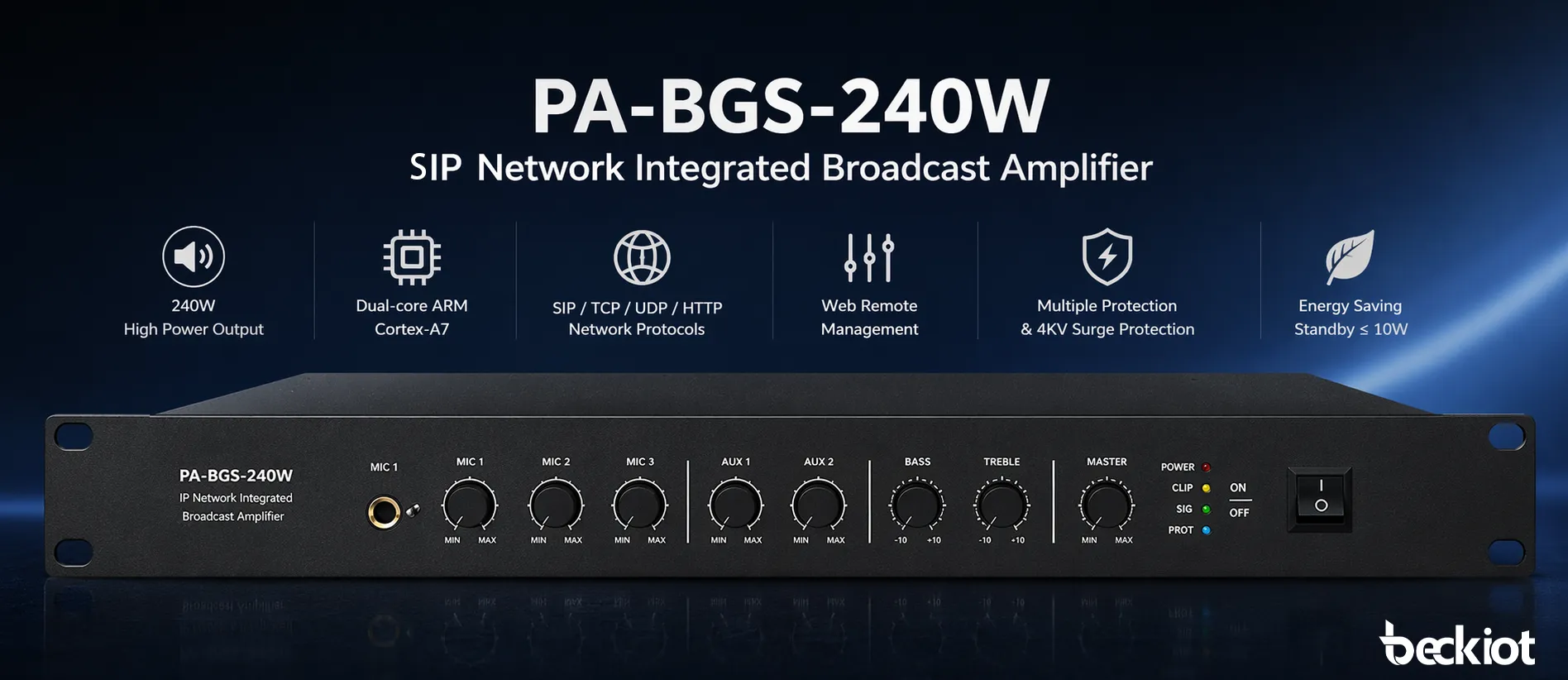 PA-BGS-240W Amplifier Front Panel Display
