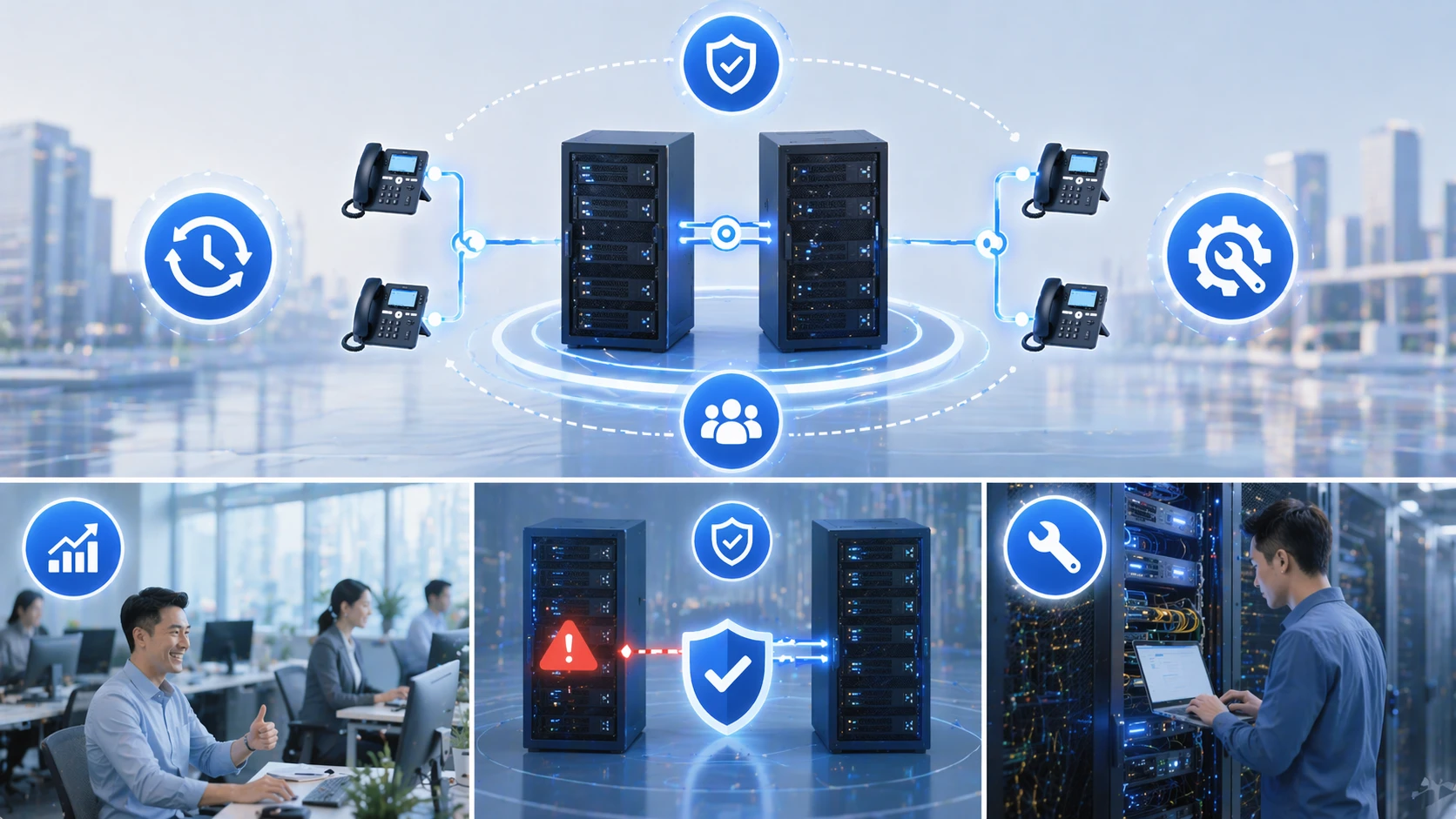 High availability design with redundant servers power supplies and network connections