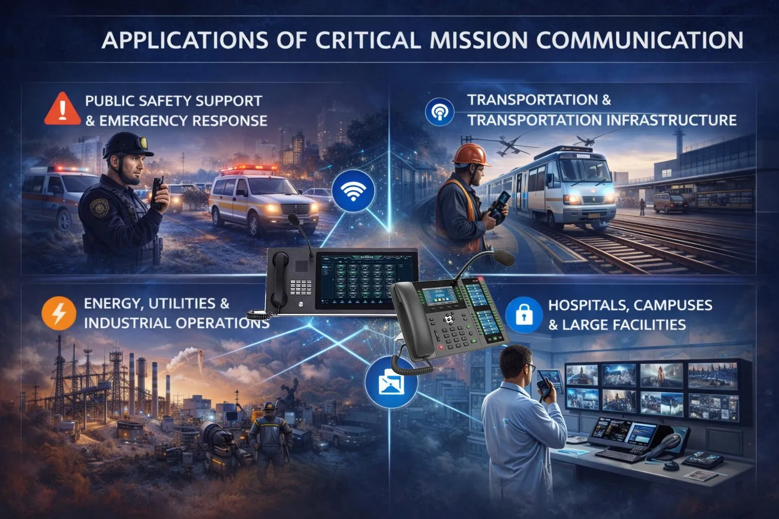Mission-critical communication applications in public safety transport industrial plants utilities hospitals and large campuses