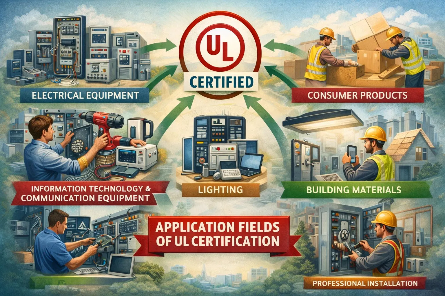 UL-certified electrical enclosures, industrial control panels, communication devices, and building products in practical applications