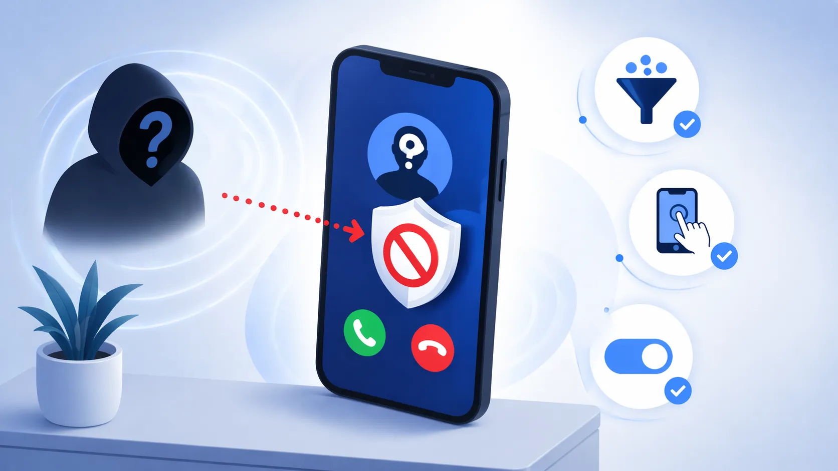 Business phone system applying automatic hidden caller ID rejection to reduce unwanted call interruptions