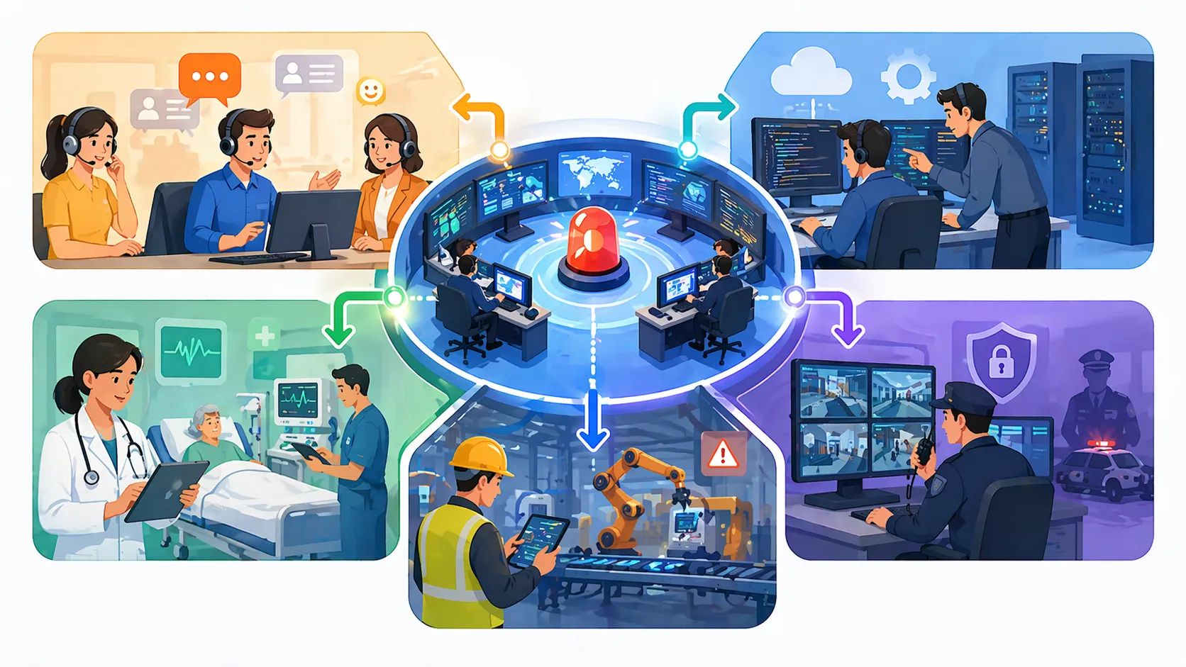 Escalation process applied in healthcare, industrial alarm response, and operational communication environments