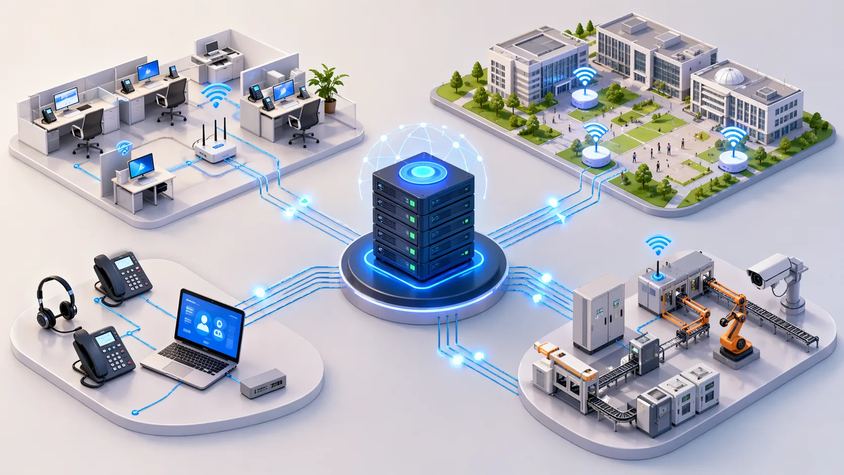 DHCP supporting IP phones and SIP communication devices in a business voice network