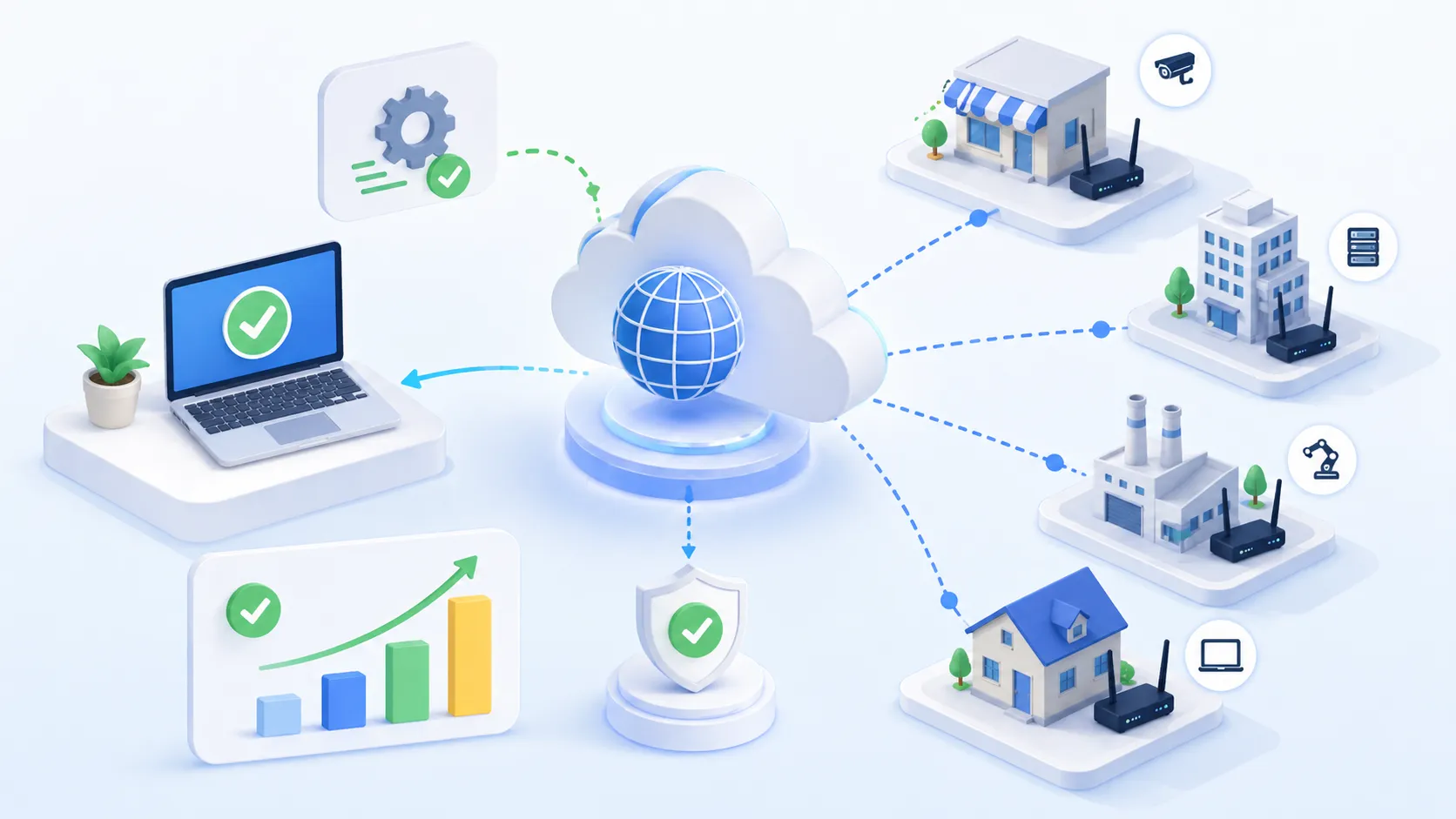 Dynamic DNS supporting stable branch office and remote device connectivity across changing WAN IP addresses