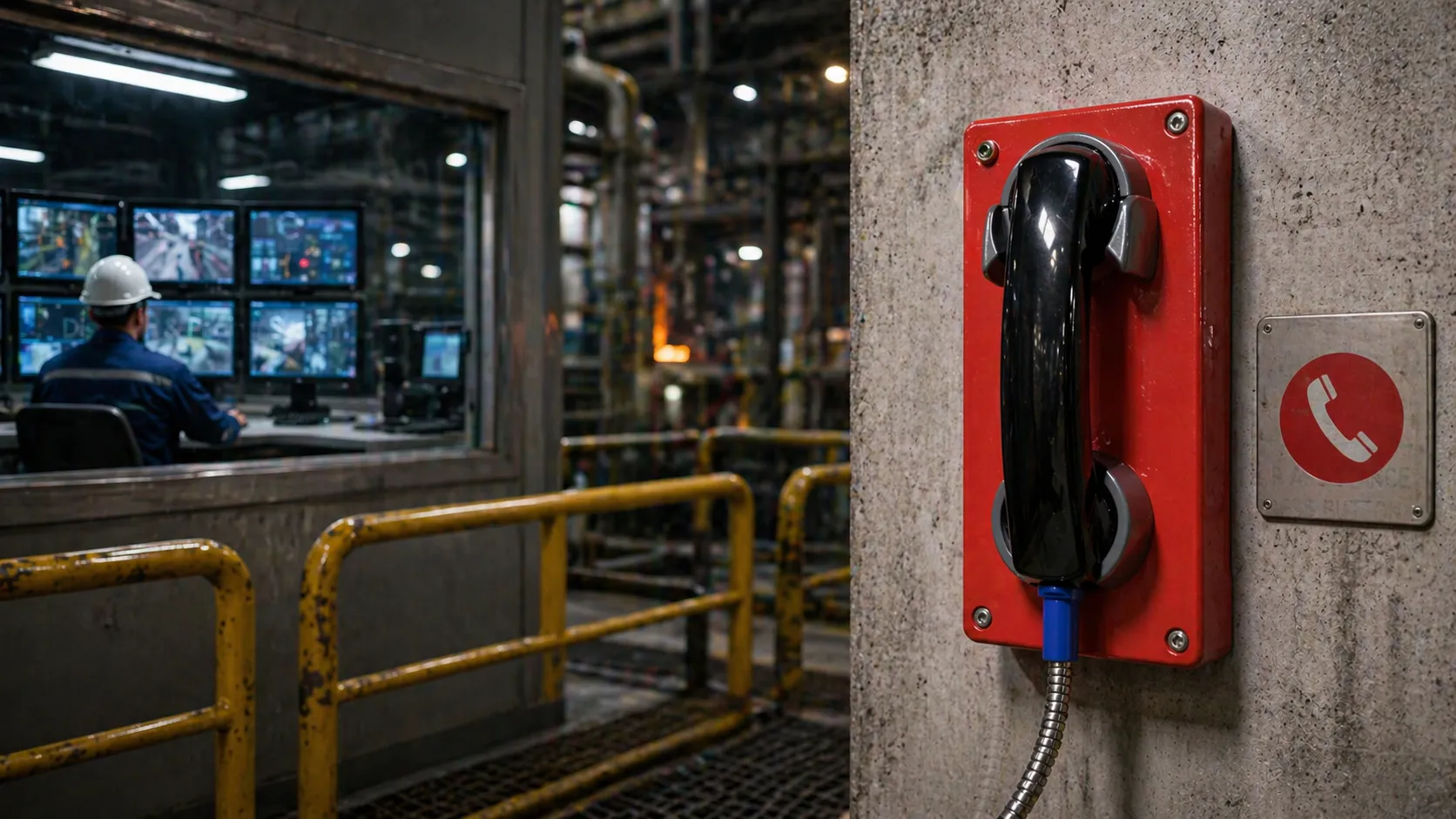 Vandal-resistant telephone used in an industrial site connected with control room dispatch and paging system