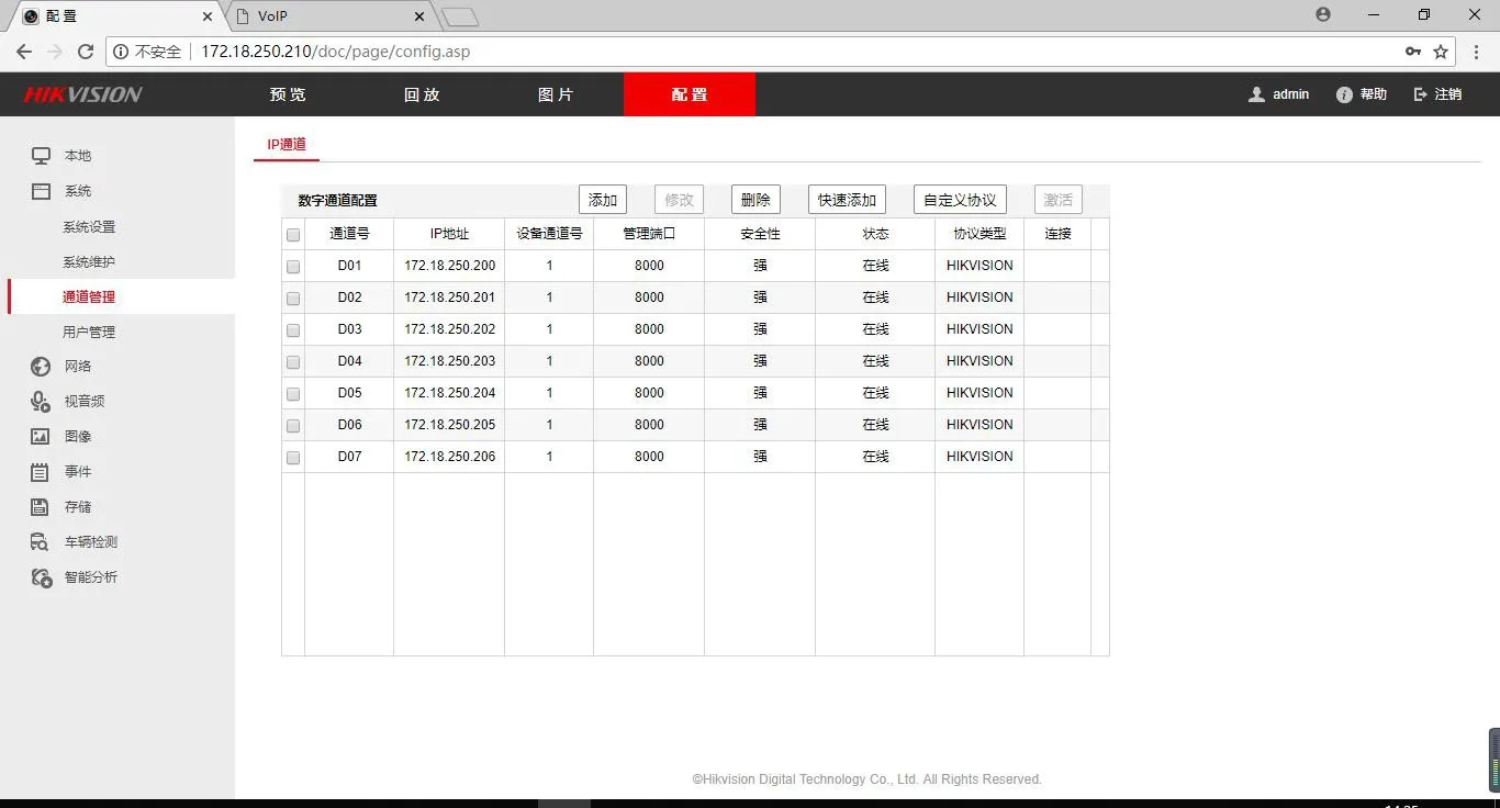 Channel management module configuration interface