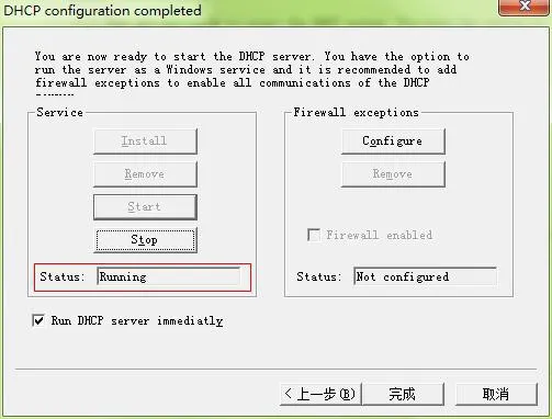 Start configured DHCP Server