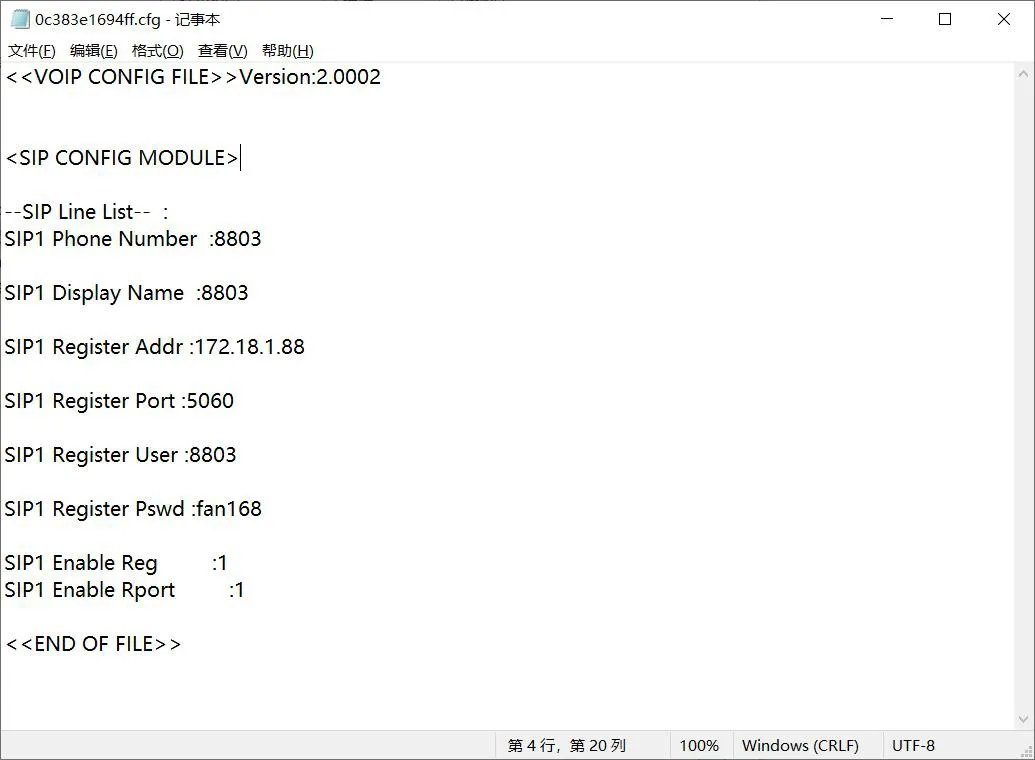 Open configuration file with Notepad