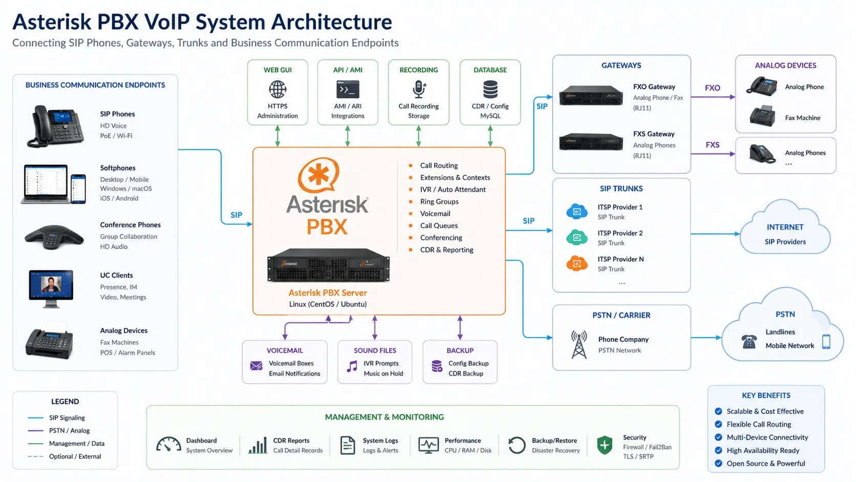What Is Asterisk PBX? Features, VoIP Architecture, and Business Applications