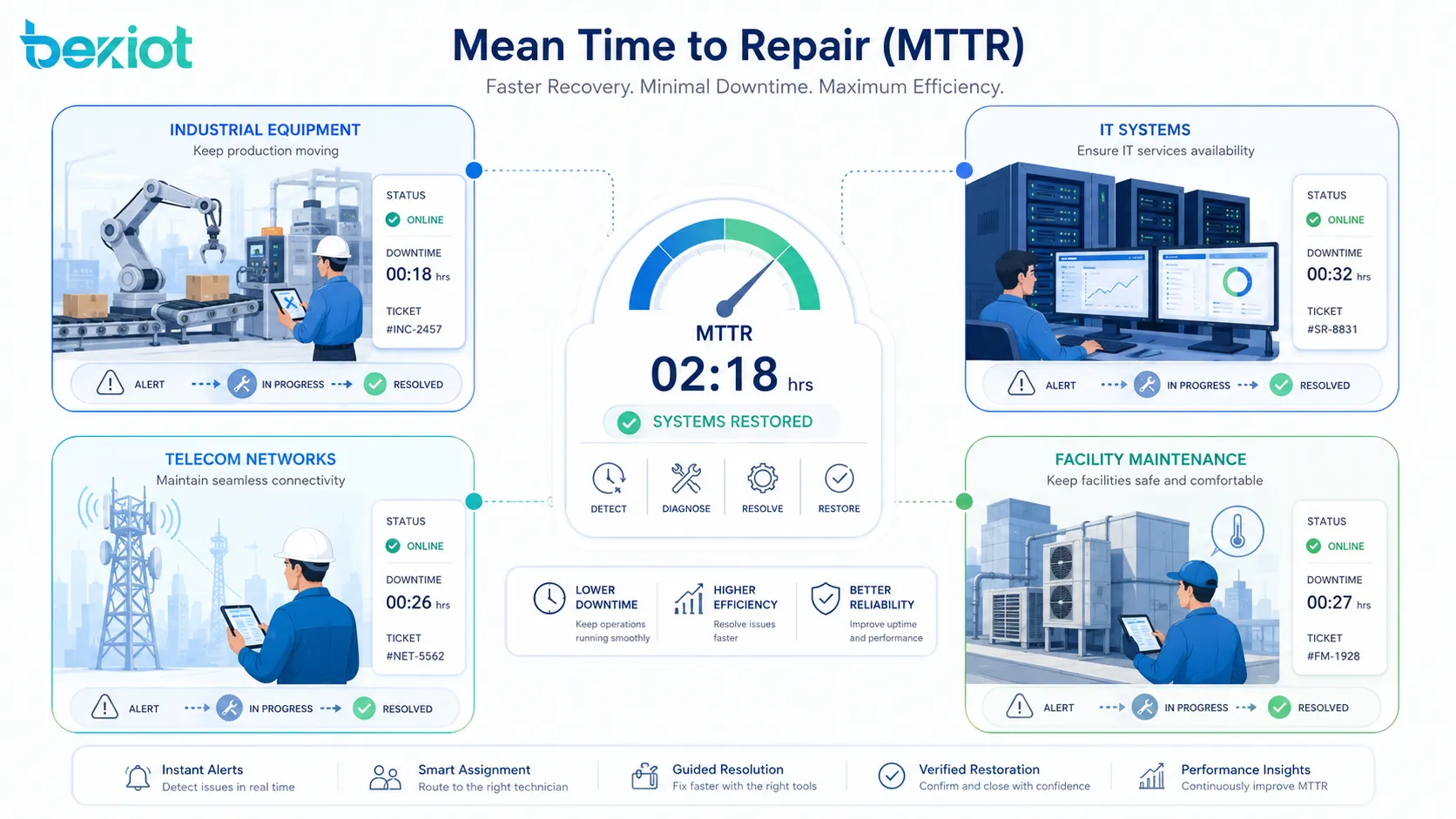 How does the average Mean Time to Repair work based on what principle?