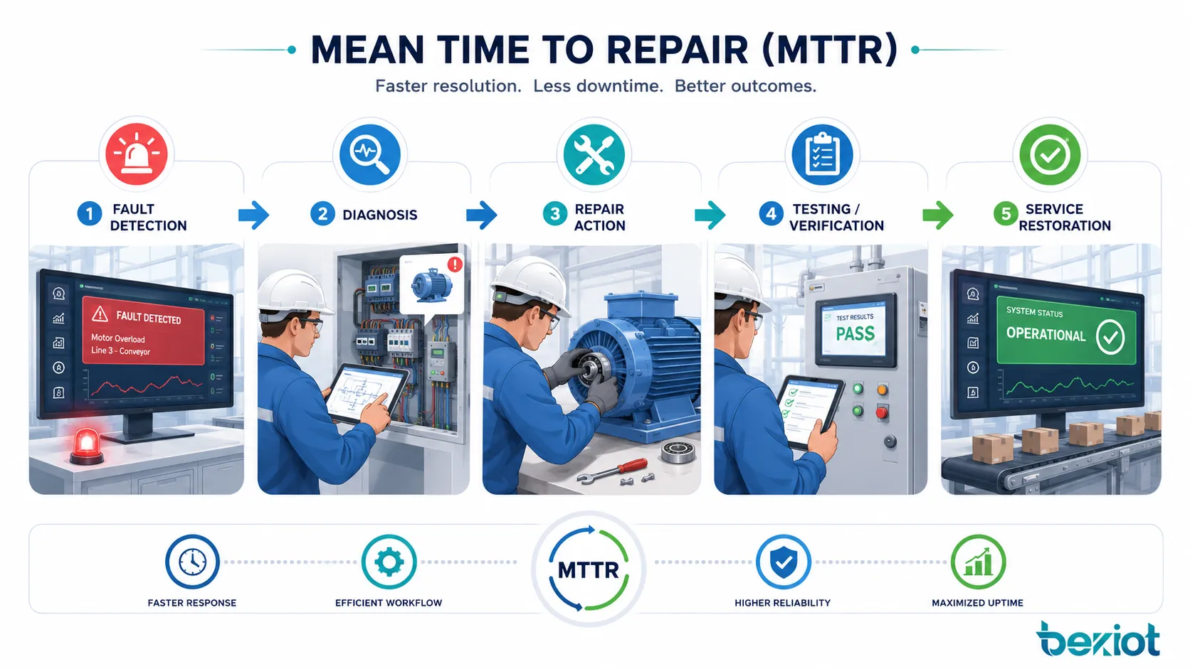 Mean Time to Repair applications across industrial equipment IT systems telecom networks and facility maintenance