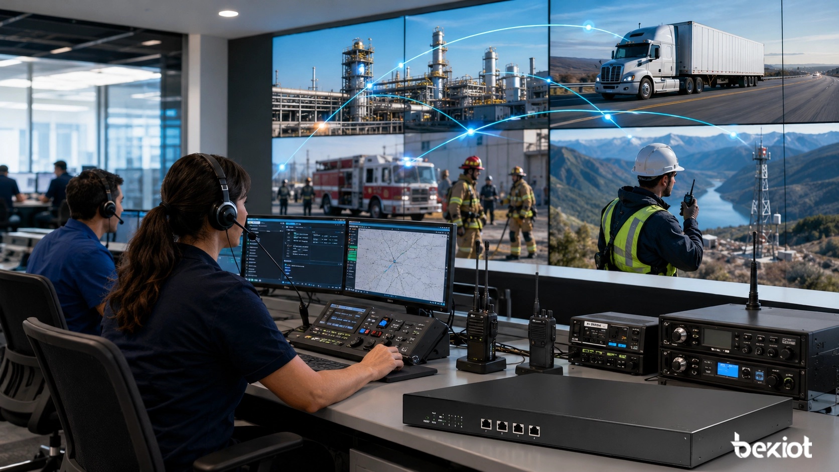 Regional radio dispatch solution using ROIP gateway for industrial sites transportation teams emergency response and remote operations