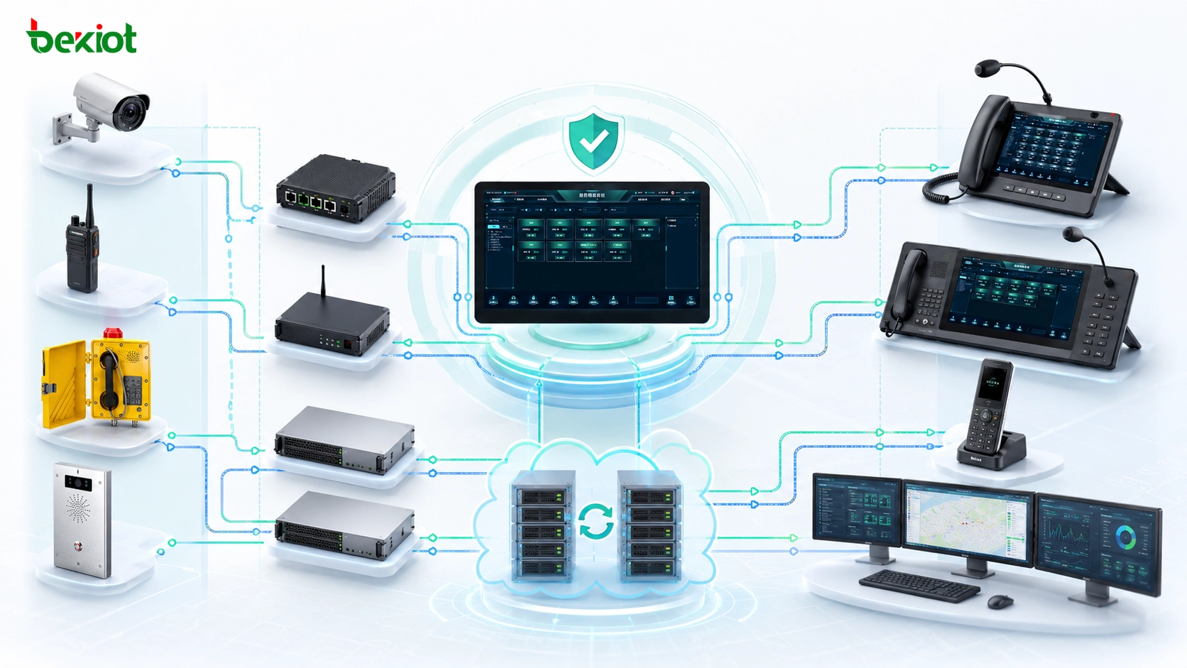 Resilient unified communication platform with video gateway radio gateway SIP dispatch server transcoding server and command center applications