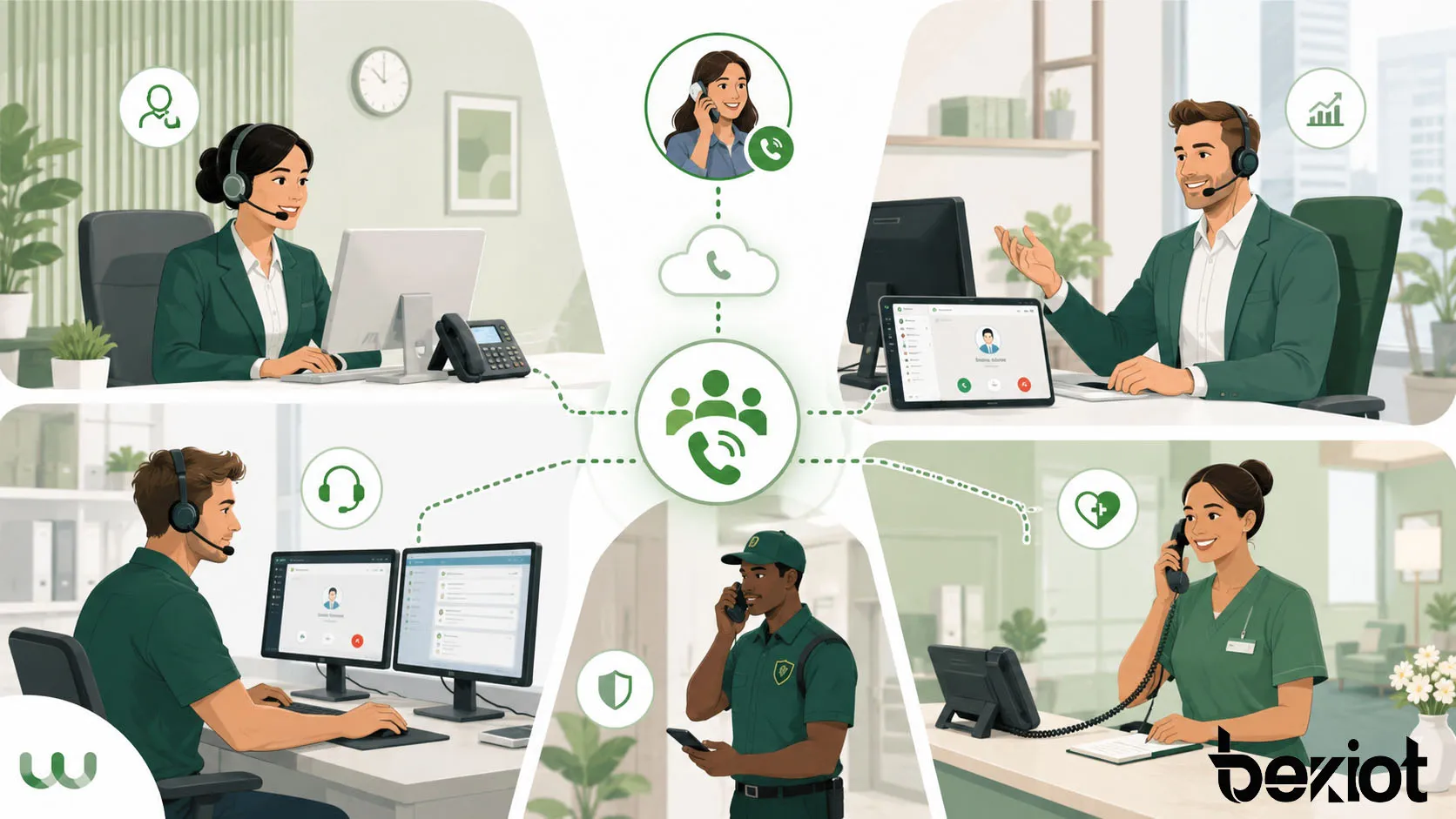 Ring group applications in reception sales support security facility maintenance healthcare and hospitality communication teams