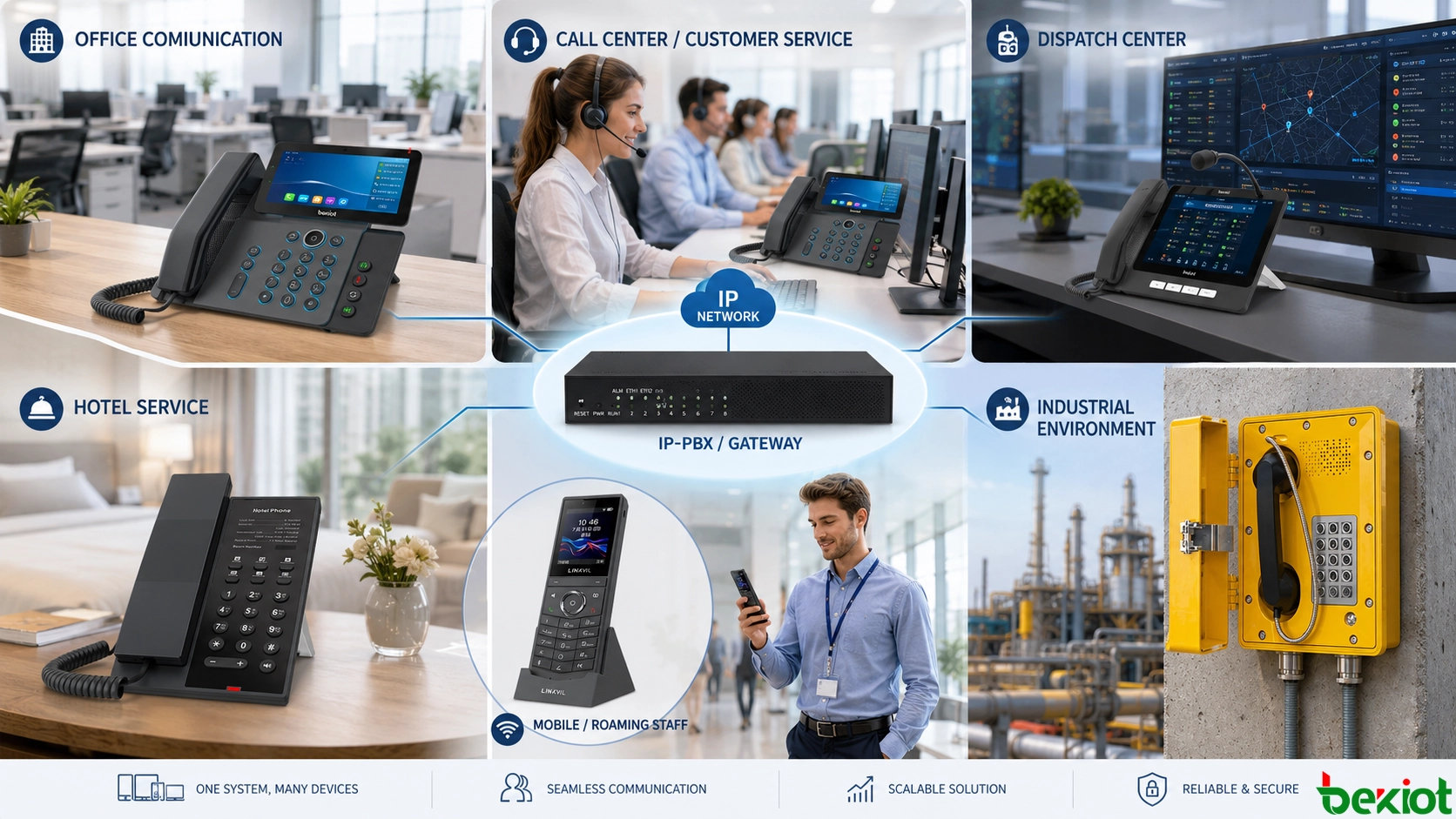 IP phone deployment for office hotel call center dispatch center and industrial harsh environment communication scenarios
