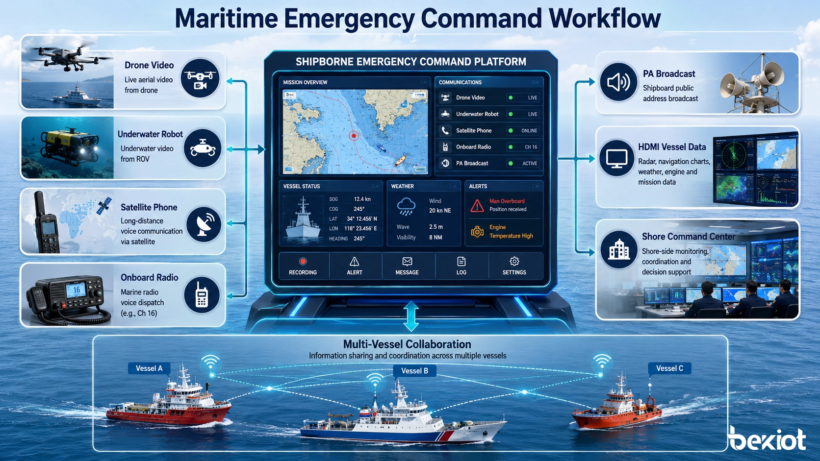Shipborne Audio-Video Command System Architecture for Maritime Operations