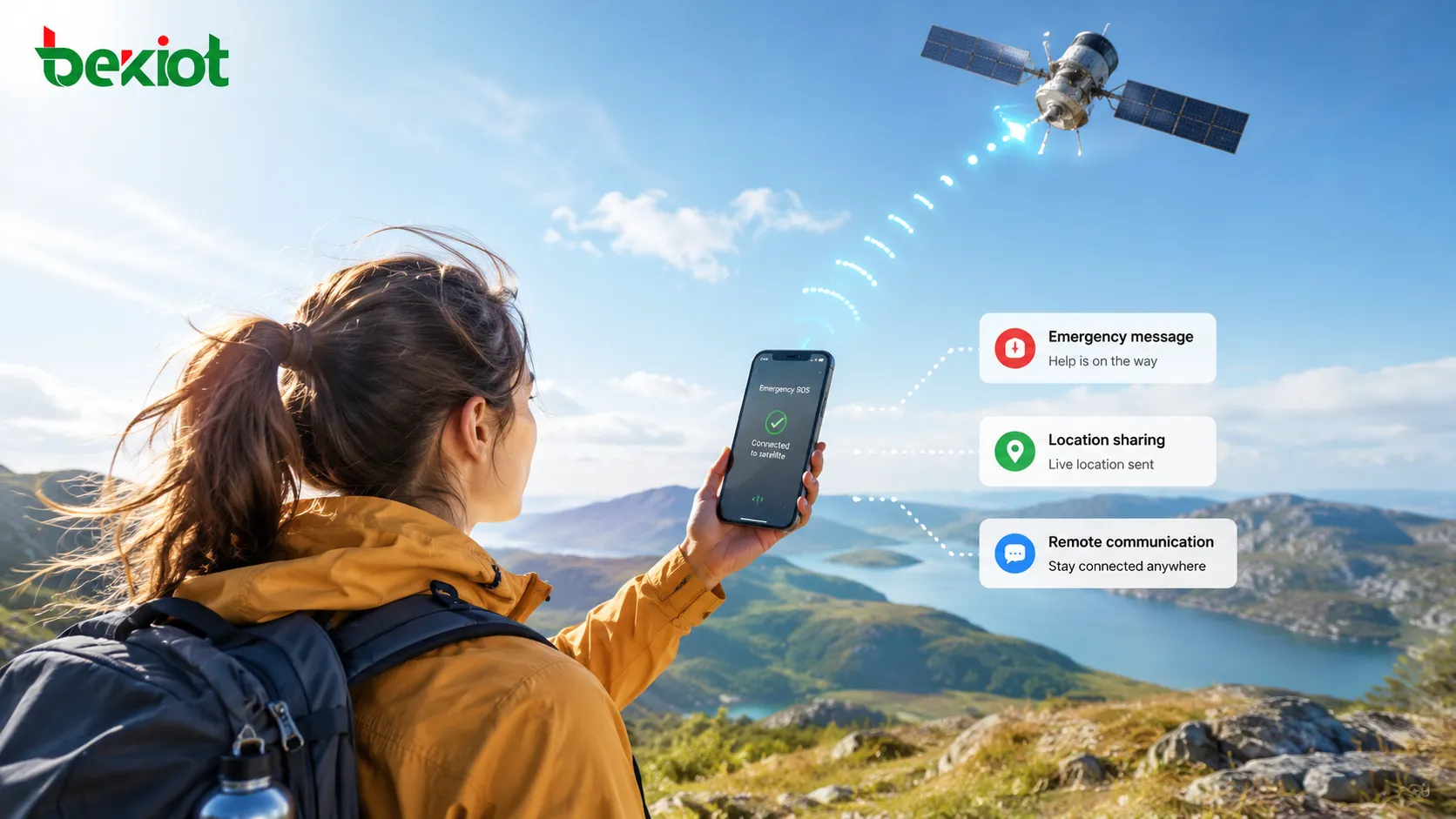Ordinary mobile phone connecting directly to satellite NTN network for emergency message location sharing and remote communication