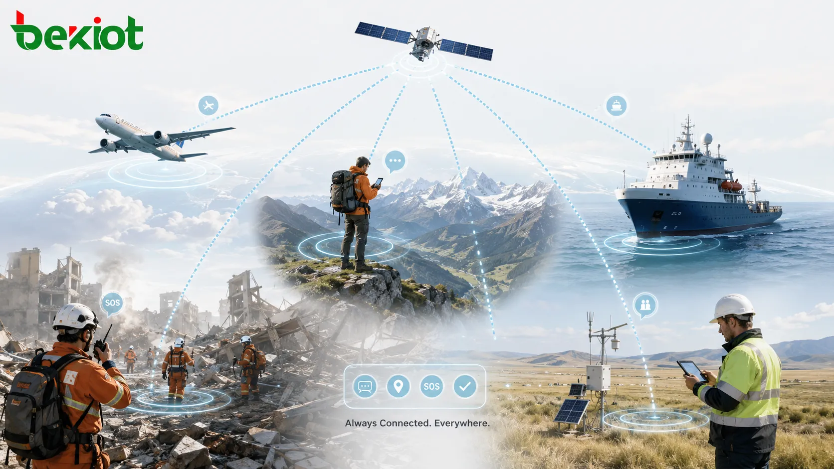 NTN supporting emergency communication outdoor travel maritime vessels aircraft remote workers and disaster response teams