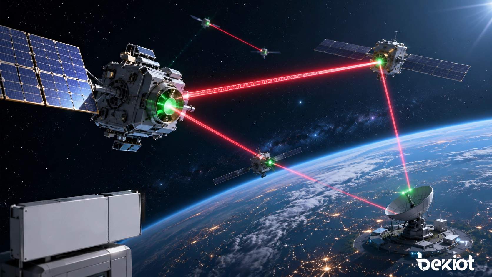 Satellite laser communication link supporting high-speed data transmission in space