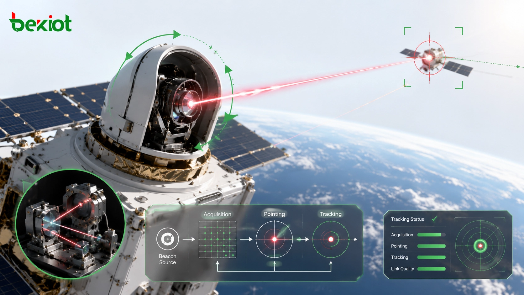 Acquisition pointing and tracking system for spaceborne laser communication terminals