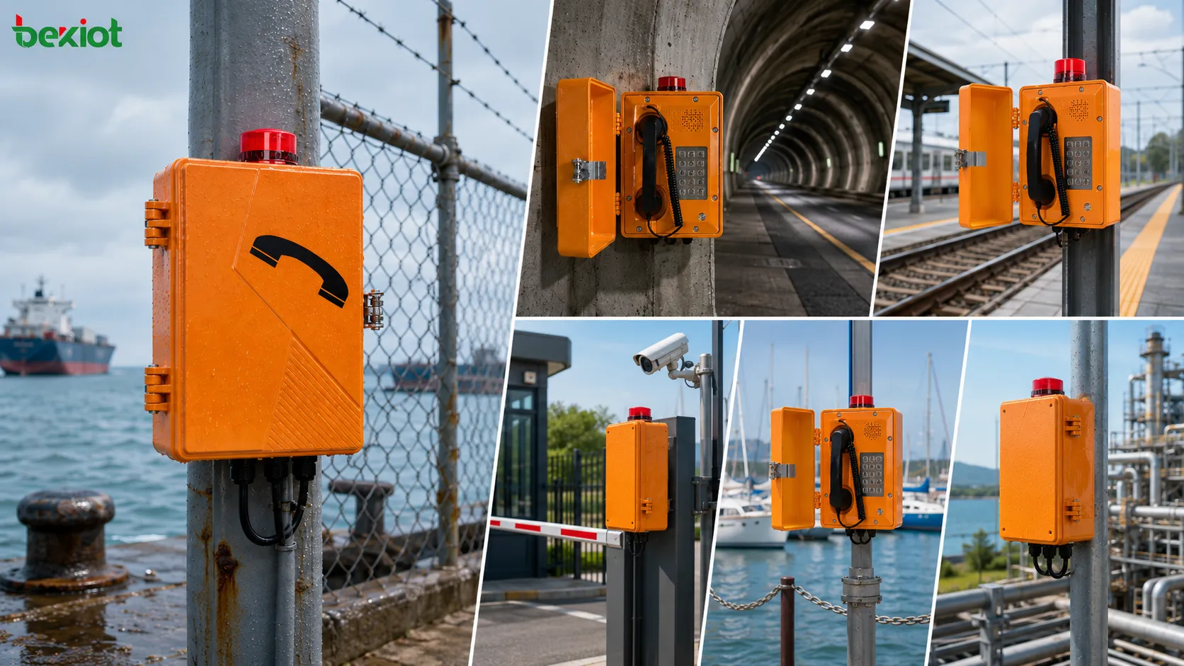 Weatherproof telephone applications in tunnel railway platform port industrial gate parking area and outdoor utility site