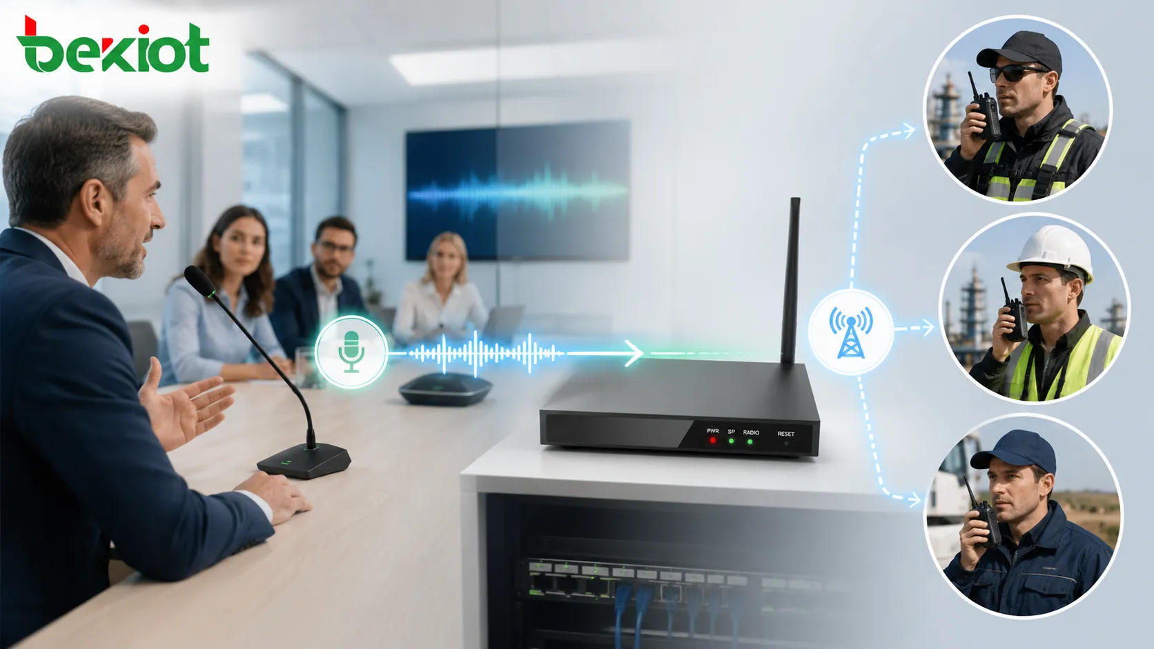 RoIP gateway and conference audio gateway separate deployment for radio intercom and meeting system