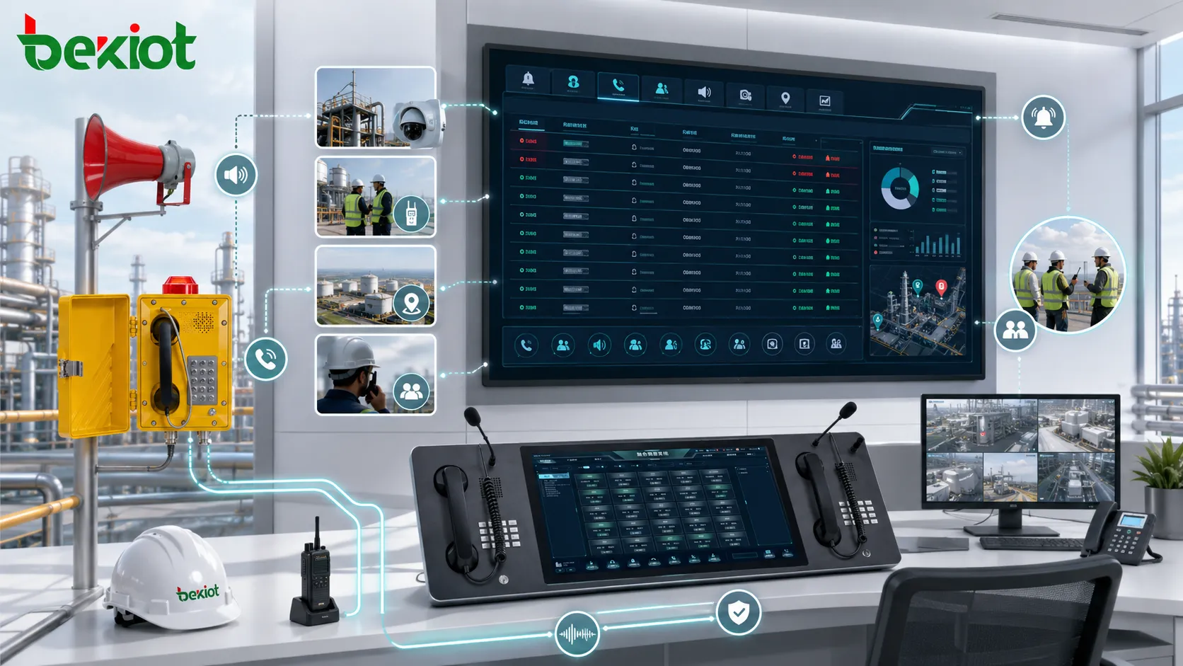 Industrial command center using hyper-converged communications for emergency calls paging alarms video and dispatch coordination