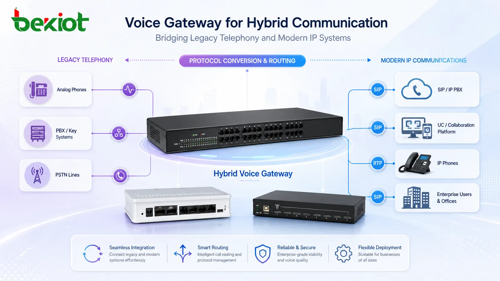 How to view the network architecture and characteristics of the voice gateway?