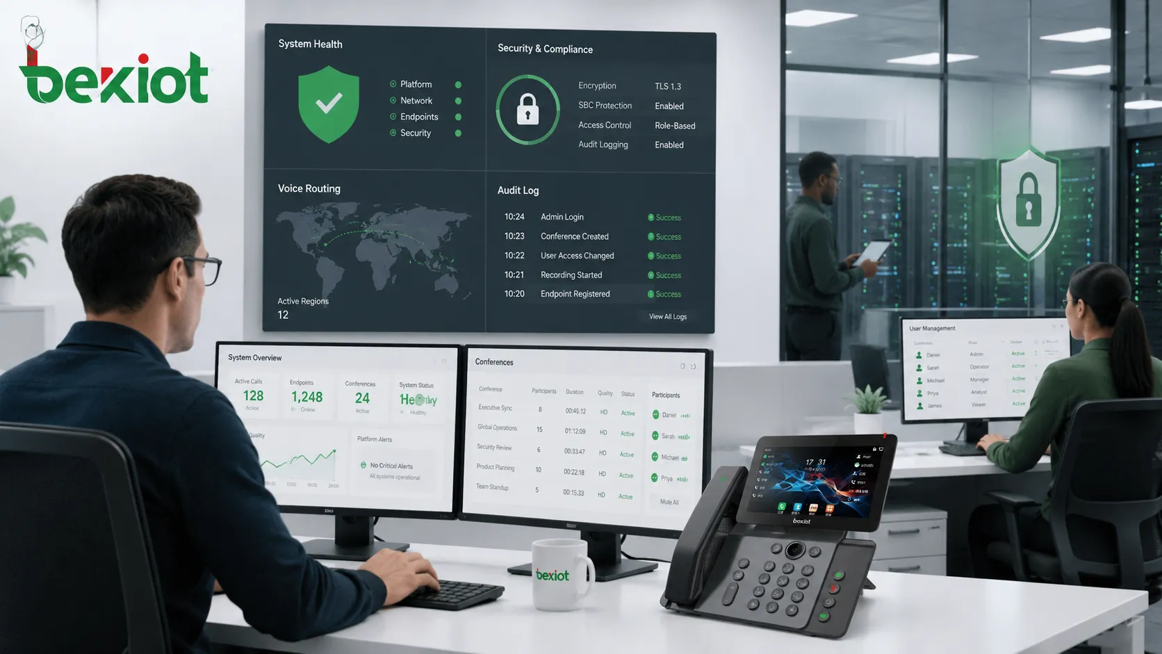 Secure enterprise audio conferencing platform managed by IT and operation teams
