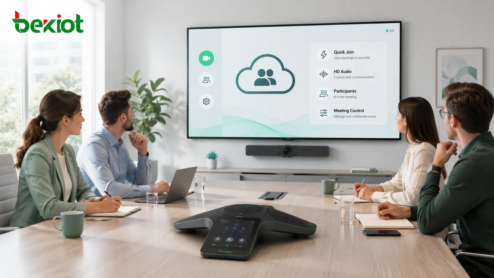 Enterprise meeting room using HD audio conference terminal with cloud conferencing control