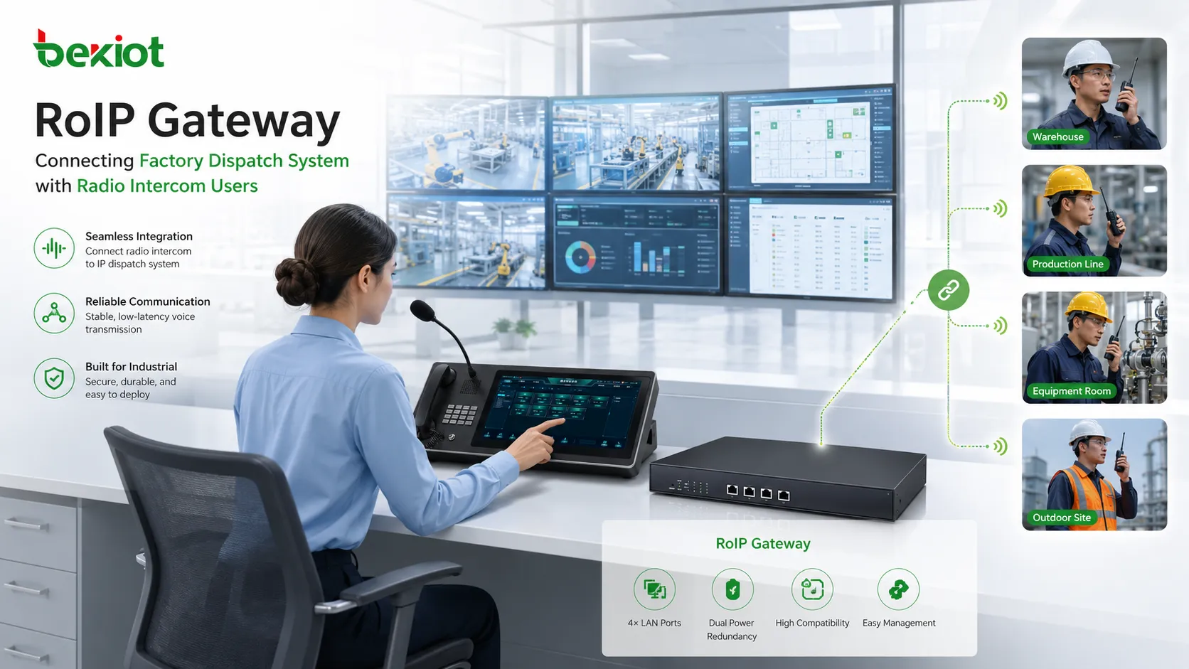 RoIP Gateway Solution for Factory Dispatch and Radio Intercom Integration