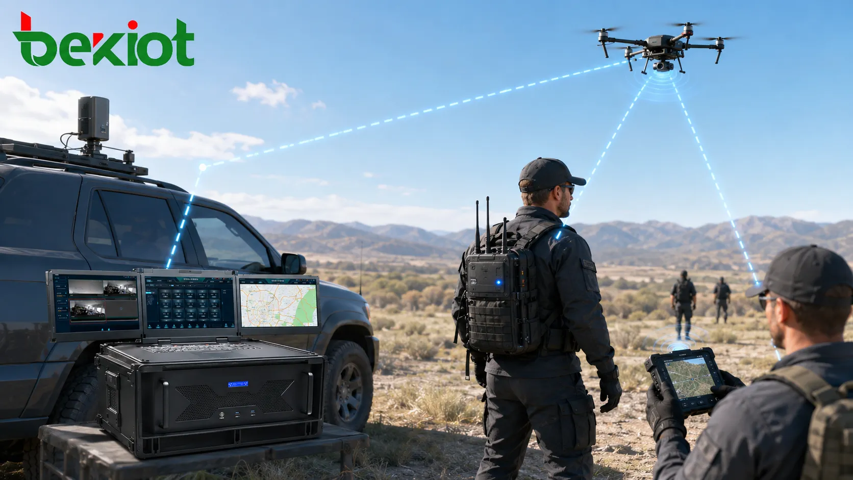 Vehicle mounted backpack and handheld broadband ad hoc network equipment deployment