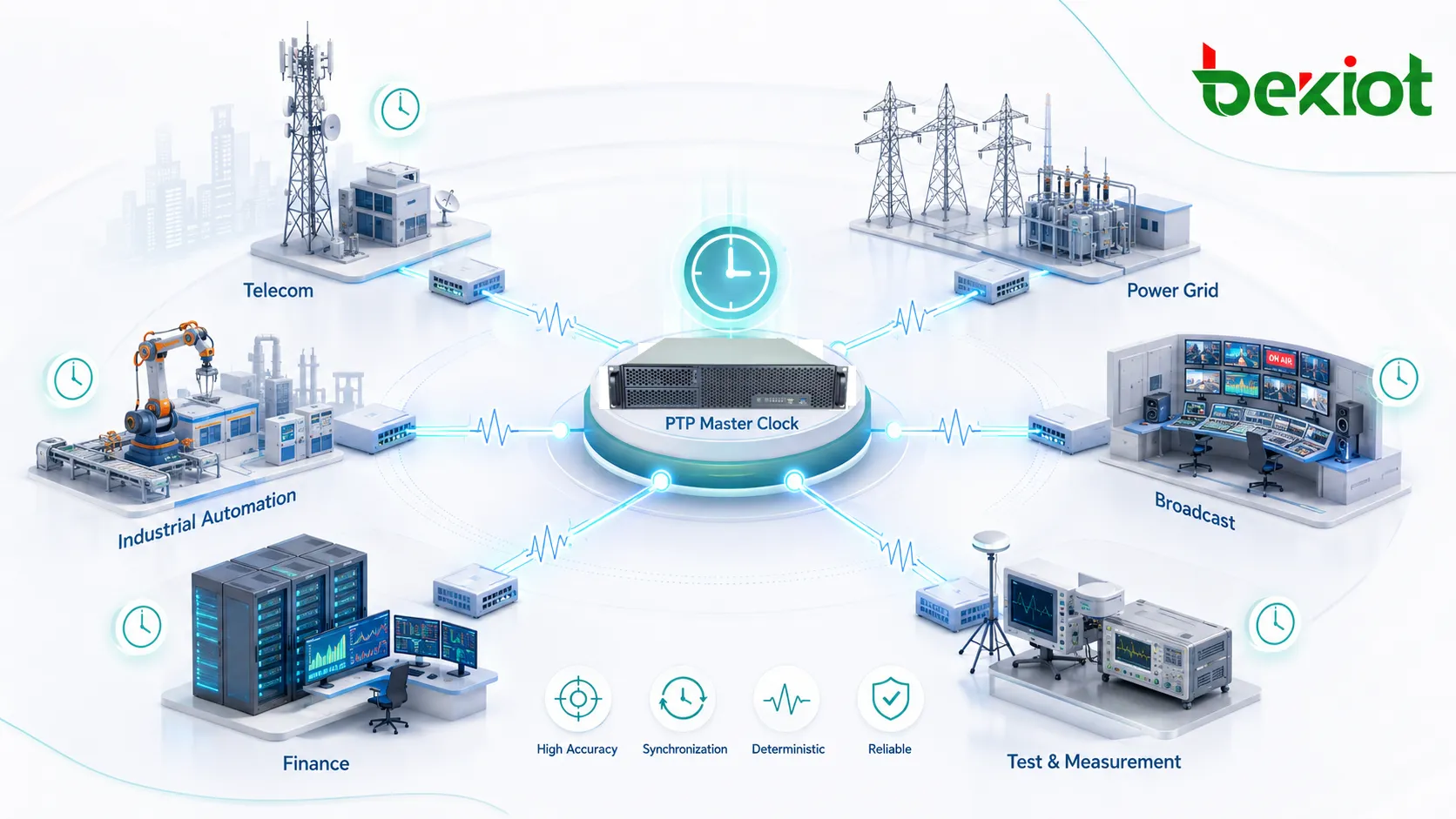 PTP applications in telecom base station power grid automation broadcast studio and financial trading network