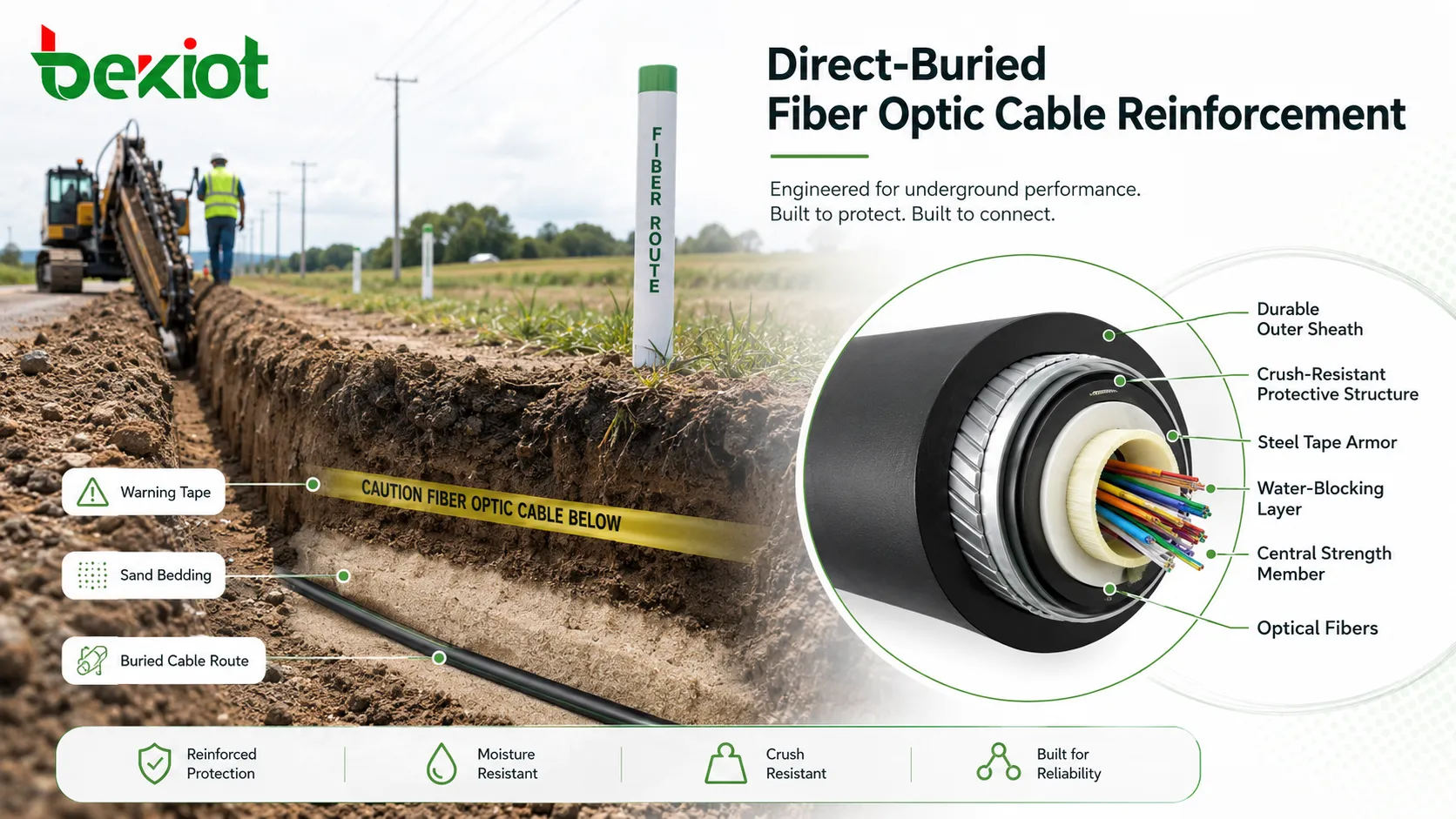 Direct-Buried Fiber Optic Cable Reinforcement: Methods and Standard Requirements