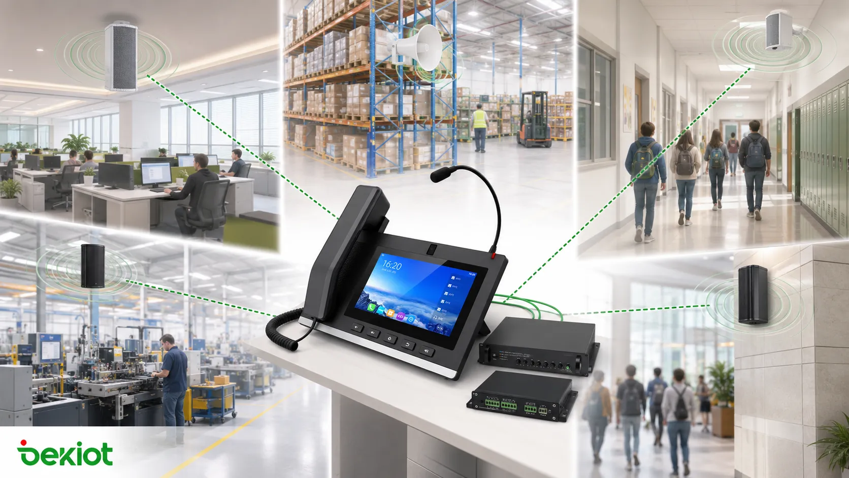 Phone based paging applications in office warehouse school factory and public facility environments