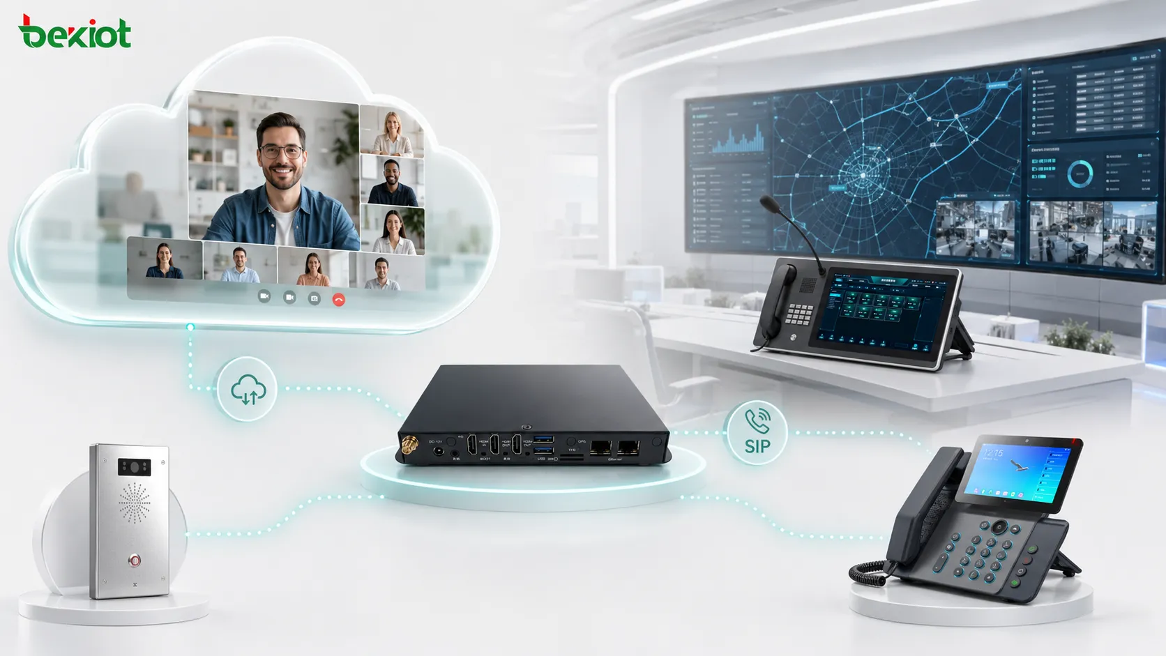 Cloud video meeting platform connected to a command center through SIP based dispatch integration