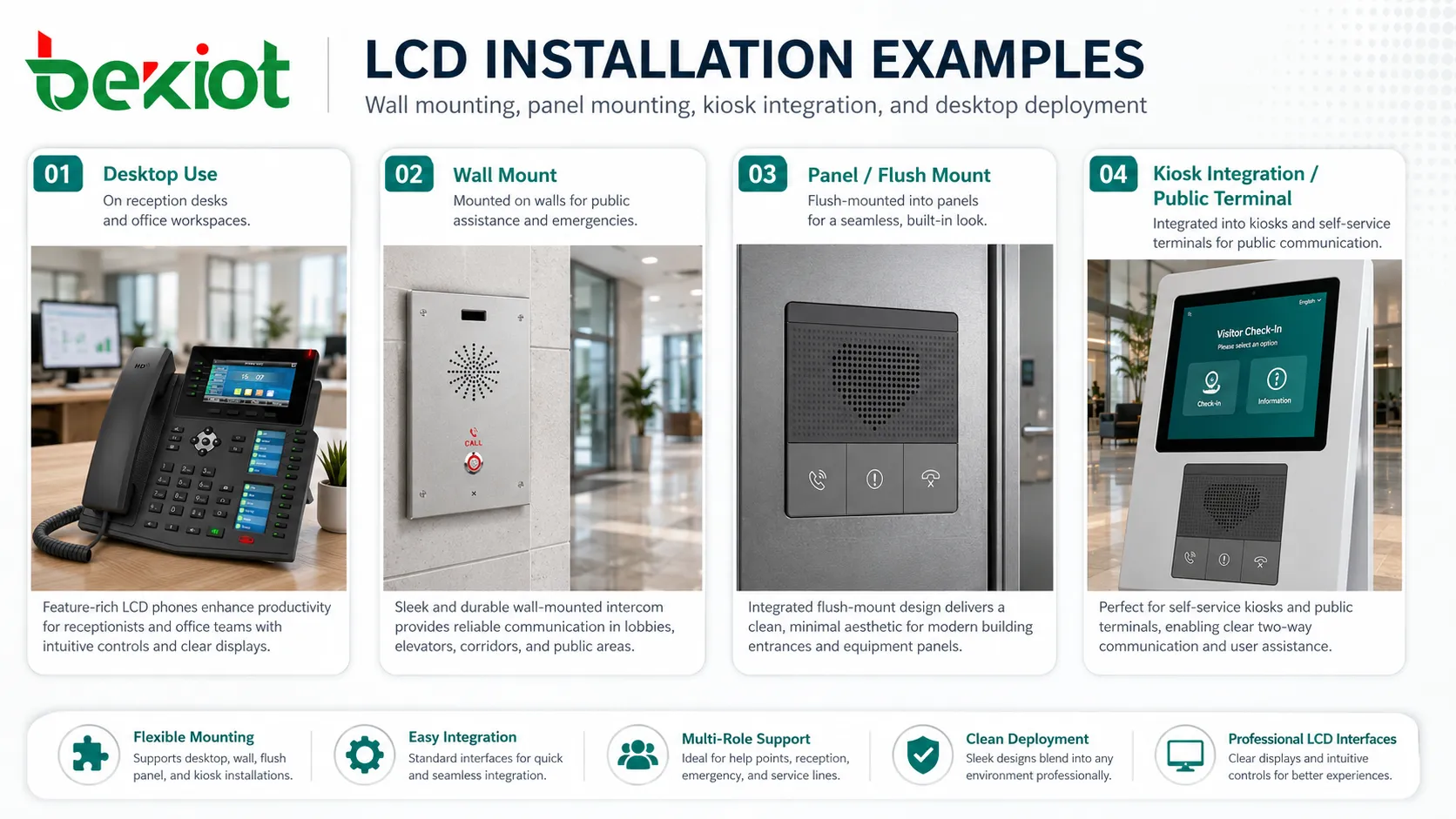 LCD deployment in office workstation wall mounted dashboard embedded terminal and industrial control panel