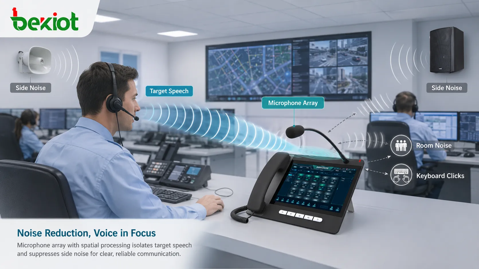Microphone array receiving speech from a target speaker while reducing background noise and side sound sources