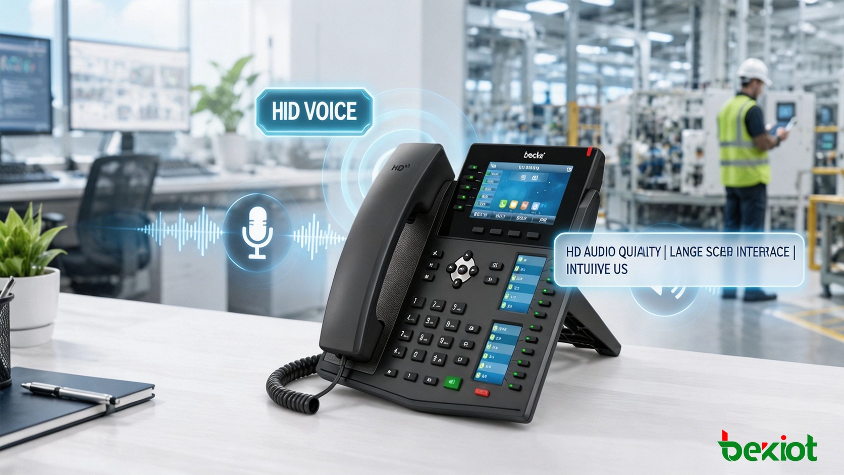 IP phone interface with HD voice display operating system and business calling functions