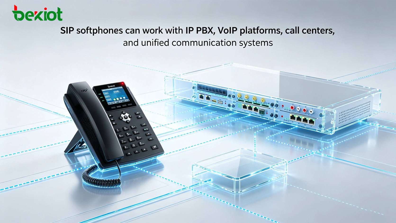 SIP softphone integration with IP PBX unified communication and call center platform