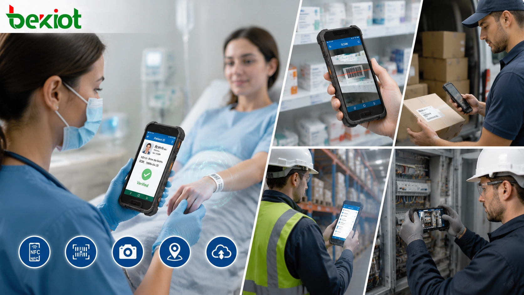 Rugged smartphone used for healthcare identification medicine scanning logistics tracking and mobile service management