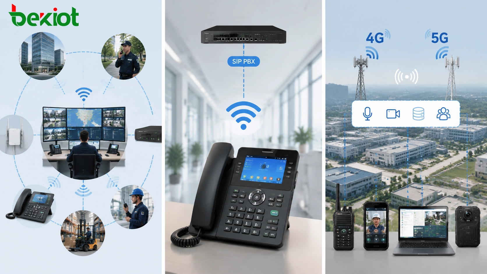 Private 4G and 5G network supporting voice video data and dispatch communication for an industrial park