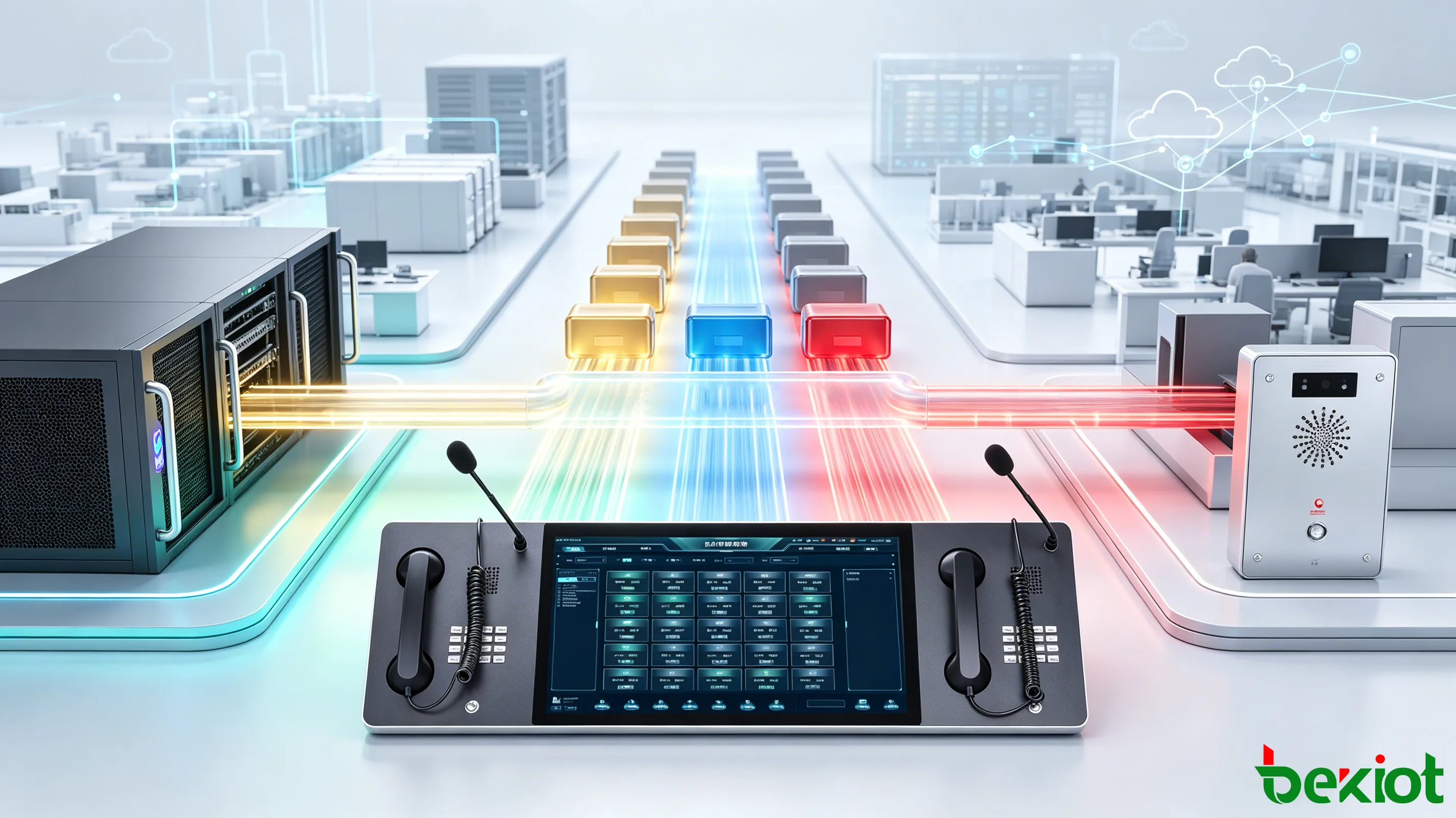 QoS voice and video quality control showing latency jitter packet loss priority queue and real-time communication stability