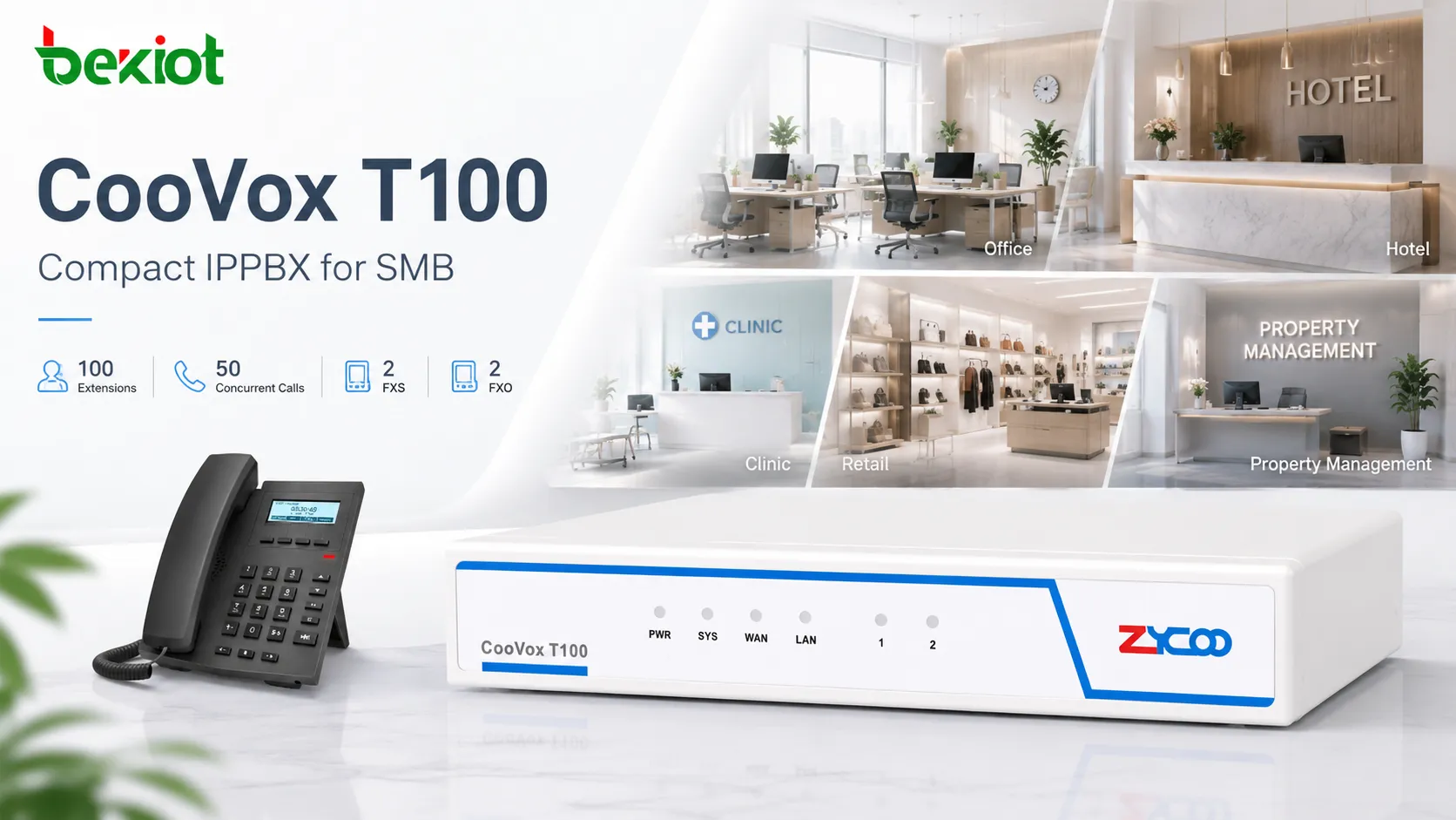 Zycoo T100 CooVox IPPBX hardware server for small and medium business communication