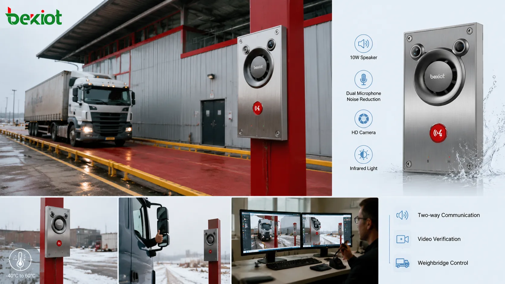 BHP-SOSA12V video intercom system supporting weighbridge control room communication vehicle verification and outdoor operation