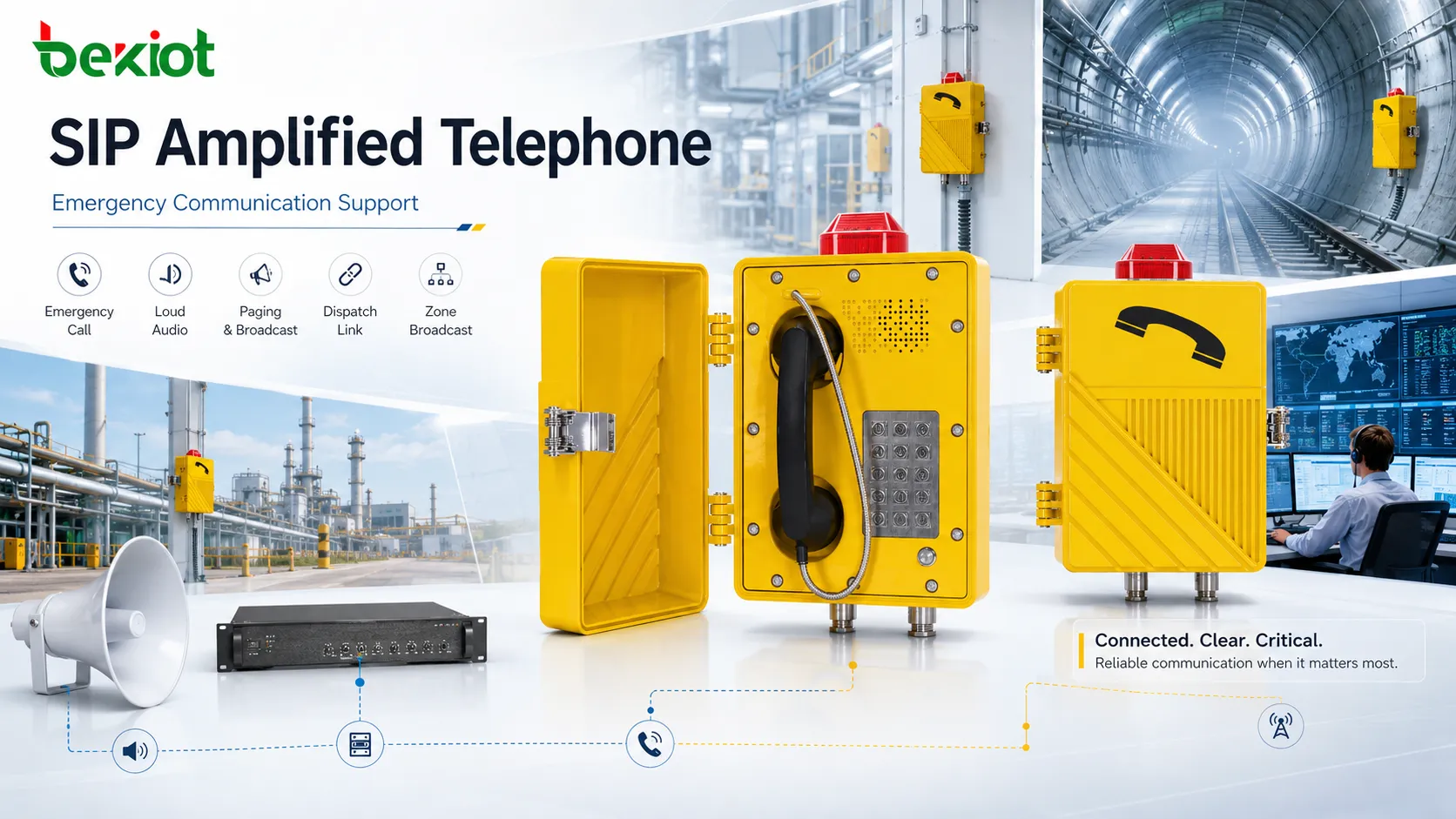 What Emergency Communication Support Capabilities Does the SIP Amplified Telephone Have?